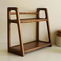 Wooden Kitchen Rack Organiser 2 Tier Shelf | Multipurpose Solid Teak Wood Storage Organizer | Grocery Spice Rack | Sugar Containers,Jars, Bottels Holder for Kitchen (Florence Wooden)