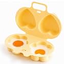 Dual Cavity Microwave Egg Poacher 2 eggs with Lid &amp; Handle,Durable No-Splatter Egg Poacher,Egg Cooker for Home Office Travel Light Meal Prep (Yellow-1pc)