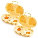 Dual Cavity Microwave Egg Poacher 2 eggs with Lid & Handle,Durable No-Splatter Egg Poacher,Egg Cooker for Home Office Travel Light Meal Prep (Yellow-2pc)