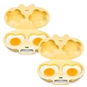 Dual Cavity Microwave Egg Poacher 2 eggs with Lid & Handle,Durable No-Splatter Egg Poacher,Egg Cooker for Home Office Travel Light Meal Prep (Yellow-3pc)