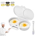 Dual Cavity Microwave Egg Poacher, 2-Egg Cooker with Lid & Handle (A)