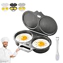 Dual Cavity Microwave Egg Poacher, 2026 New Microwave Egg Cooker with Lid & Handle, 2-Egg Microwave Steamer for Home Kitchen (Dark Grey1)