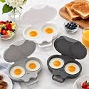 Dual Cavity Microwave Egg Poacher, 2027 New 2-Egg Cooker with Lid，Mix