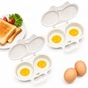 Dual Cavity Microwave Egg Poacher, 2027 New Microwave Egg Cooker for Home Kitchen Use (White-2pcs)