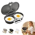 Dual Cavity Microwave Egg Poacher with Lid and Handle, Dark Gray 1pcs