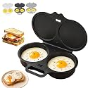 Dual Cavity Microwave Egg Poacher With Lid & Handle For 2 Eggs, Black
