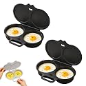 Dual Cavity Microwave Egg Poacher, Nonstick Egg Cooker with Lid，2pcs