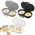 Dual Cavity Microwave Egg Poacher, Nonstick Egg Cooker with Lid，3color：3pcs