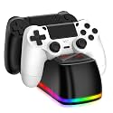 Dual Controller Charging Station for P4 - LED Charging Dock with Red/Blue Light Indicators, Fast Charging for 2 P4 Controllers, Overheat & Short-Circuit Protection