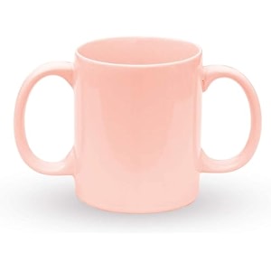 durable ceramic two handled mug to aid tremors  dual handle bpa-free drinking mug for secure hold  1183 fl oz 350 ml blue