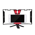 Dual Handle Phone Stabilizer Rig with Tripod Adjustable Smartphone Video Holder for Live Broadcast,Vlogging & Macro,3 Cold Shoe Mounts,1/4”Screw Holes