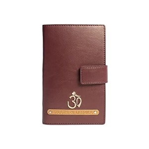 dual passport holder for couples  personalized 2 in one passport wallet  passport amp card organizer with button closure  travel document holder for men amp women wine