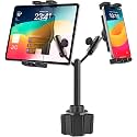 Dual Screen Car Cup Holder Tablet Mount, Driver & Co-Pilot Shared Alloy Arm