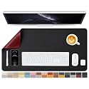 HOMIEAZICOZI Dual Sided Leather Desk Pad,PU Desk mat,Waterproof Desk Protector ,Desk Mouse Pad for Office/Home/Gaming/Decor(Black+Red,31.5"x 15.7" )