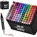 like it Dual Tip Colorful Art Markers Sketch Pens Colors With Carrying Case For Painting Sketching Calligraphy Drawing -Twin Head Permanent Marker Pens For Kids Adult (120)