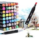 BONZELLA Alcohol Marker 48 Colors Dual Tip Art Marker Sketch Pens Set for Kids &amp; Adult, Chisel &amp; Fine Permanent Colouring Marker with Carry Case Painting Sketching Calligraphy Drawing, Multicolor (48)