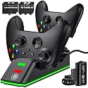 Dual Xbox Controller Charging Station with 2×4320mWh Rechargeable Batteries - Fast Charger Dock for Xbox Series X|S/Xbox One/Elite Controllers, LED Display & USB-C Cable Included