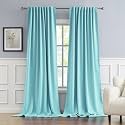 DUALIFE 120 Inches Long Curtains - 2 Panels Rod Pocket and Back Tab Thermal Insulated Room Darkening Curtains for Living Room (52 by 120 Inch Length,Aqua, 2 Panels)