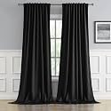 DUALIFE 2 PCs Blackout Extra Long Black Curtains 2 Panels,52" W x 132''L