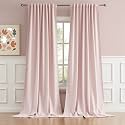 DUALIFE Back Tab and Rod Pocket Curtains 108 Inches Long - Thermal Insulated Living Room Blackout Curtains Panels for Girls Room Nursery (52 by 108 Inch, 2 Panels, Baby Pink)