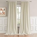 DUALIFE Buttercream Beige Curtains 45 Inch Length for Small Windows Set 2 Panels Blackout Short Window Drapes for Bedroom Room Darkening Curtains 52x45 Inches Long Back Tab Loop Pocket