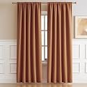 DUALIFE Caramel Curtains 2 Panels Set, Room Darkening Mid Century Cognac Modern Decor Back Tab Pocket Pleated Boho Curtains for Bedroom Home Office Brown Orange 52 by 84 Inch Length