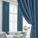 DUALIFE Extra Long Blackout Curtains - 11 ft Length High Ceiling Thermal Insulated Back Tab/Rod Pocket Room Darkening Drapes for Living Room (52 by 132 Inches Long, Midnight Blue,2 Pcs)