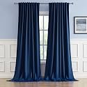 DUALIFE Extra Long Blackout Curtains Thermal Insulated Blackout Drapes Window Treatment Panels Room Darkening Bedroom Draperies for Living Room Back Tab/Rod Pocket, Navy Blue, W52 x L132, 2 Panels