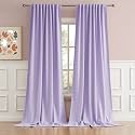 DUALIFE Lavender Curtains Room Darkening Curtains，Rod Pocket and Back Tab Thermal Insulated Drapes 52x132 Inch，2 Panels