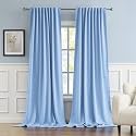 DUALIFE Light Sky Blue Curtains Room Darkening Curtains, Rod Pocket and Back Tab Thermal Insulated Drapes 52x102 Inch, 2 Panels
