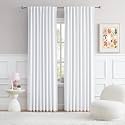 DUALIFE Pure White Curtains 96 Inches Long, 52 x 96 Inch, 2 Panels