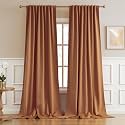 DUALIFE Room Darkening Curtains 102 Inches Long 2 Panels Set Back Tab and Rod Pocket Curtain Panels for Living Room(Golden Oak Brown Orange,52W x 102L Inch)
