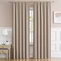 DUALIFE Taupe Room Darkening Curtains Back Tab Rod Pocket 2 Panels Set 63 Inch Length Light Coffee Cafe Curtains &amp; Drapes for Bedroom 52 by 63 Inch