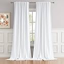 DUALIFE White Extra Long Blackout Curtains 52x108in, Rod Pocket Back Tab for Living Room, Thermal Insulated Soundproof, Privacy Assured, Ideal for High Ceiling Patio Sliding Door