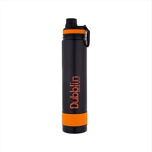 dubblin trump stainless steel double wall vacuum insulated bpa free water bottle with sipper amp anti skid bottomsports thermo flask keeps hot 12 hours cold 24 hours orange 1000 ml