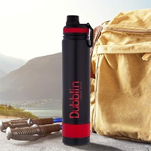 dubblin trump stainless steel double wall vacuum insulated bpa free water bottle with sipper amp anti skid bottomsports thermo flask keeps hot 12 hours cold 24 hours red 1000 ml