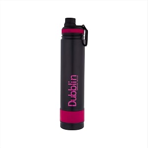 dubblin trump stainless steel double wall vacuum insulated bpa free water bottle with sipper amp anti skid bottomsports thermo flask keeps hot 12 hours cold 24 hours pink 1000 ml