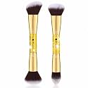 DUcare 2Pcs Double Ended Foundation Brush Set, Contour & Powder Makeup Brushes for Liquid, Cream & Powder, Soft Synthetic Face Brushes for Blending, Bronzer, Blush & Highlighter