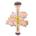 DUcare Dual End Powder Kabuki Makeup Brush Gold Glitter Vegan Synthetic for Liquid Cream Setting Powder