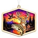Duck Hunting Ornament for Christmas Tree, Rustic Camping Christmas Ornament with Mountain Sunset and Forest Scene, Christmas 2026 Decor for Hunters, Hunting Gifts for Men, Hunter Gifts and Hiking Gift
