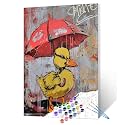 Duckling Holding a Umbrella Paint by Numbers Kits for Adults DIY Canvas Oil Painting Acrylic Pigment Kits Colorful Graffiti Animal Paint by Number Home Wall Art Decor Gift Artwork 16x20In (Frameless)