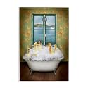 Ducks Bathing Tub Ocean View, 13 x 19 Inch Mounted Print on Wall Plaque
