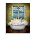 Ducks Bathing Tub Ocean View, 16 x 20 Inch Framed Giclée Print