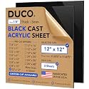 Duco 1/8" Black Cast Acrylic Sheets, 12"x12" Plexiglass Sheets, 2 Pack