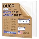 Duco 1/8" Sign White Cast Acrylic Sheets, 12"x12" Plexiglass Sheets, 2 Pack