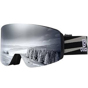 duco ski goggles with magnetic lens for snowboard anti-fog uv400 protection over glasses otg snow sports goggles dcs002 black frame silver lens