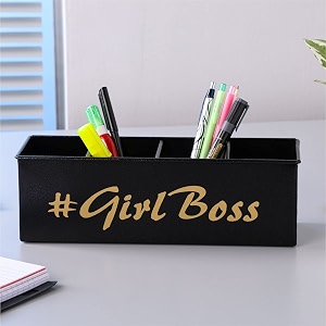 dudki 4 compartment stylish desk organizer for office table  multipurpose use like stationary storage stand pen pencil holder for office home and study table gir boss black