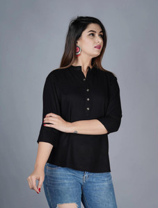DUHARIYA Casual Solid Women Black Top