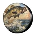 Dujiea Bass Fish Jump- Spare Tire Cover, Universal Wheel Tire Cover Waterproof Dust-Proof Tire Protectors for Trailer Rv SUV Truck Camper and Many Vehicle 14 15 16 17 Inch