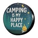 Dujiea Camping is Happy Spare Tire Cover, Universal Wheel Tire Cover Waterproof Dust-Proof Tire Protectors for Trailer Rv SUV Truck Camper and Many Vehicle 14 15 16 17 Inch
